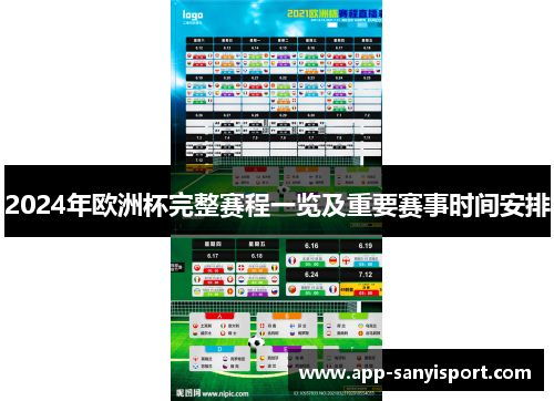 2024年欧洲杯完整赛程一览及重要赛事时间安排